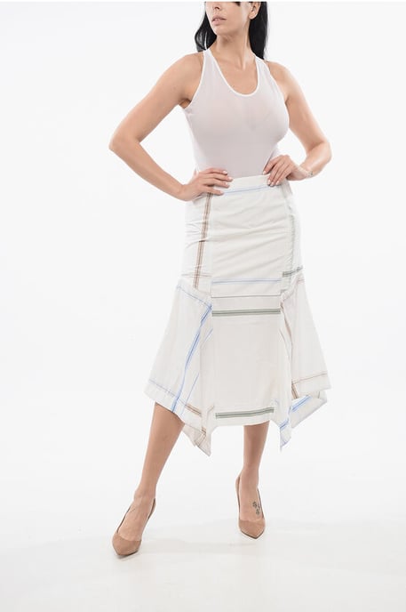 Flared Checkered Skirt in White - Image 4