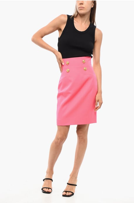 Double-breasted Designed Wool Longuette in Pink - Image 4
