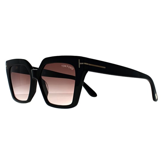 Tom Ford Cat Eye Womens Shiny Black Purple Brown Gradient Winona FT1030 - Image 2