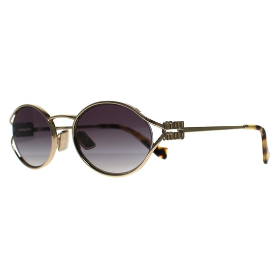 Miu Miu Oval Womens Brass Gold Dark Brown MU52YS - Image 2