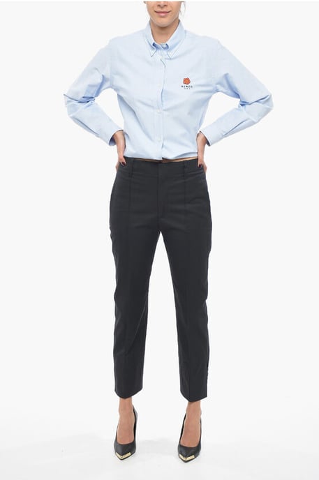 Cotton Twill Pants with Tapered Fit in Blue - Image 4