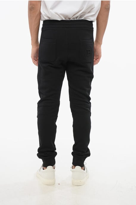 Brushed Cotton Biker Joggers with Embossed Logo in Black - Image 2