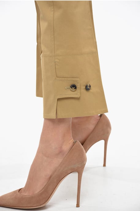 Cotton Front-pleated Tapered Fit Pants in Brown - Image 3