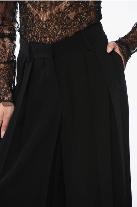 Double-pleated Viscose Crepe Pants in Black - Image 3