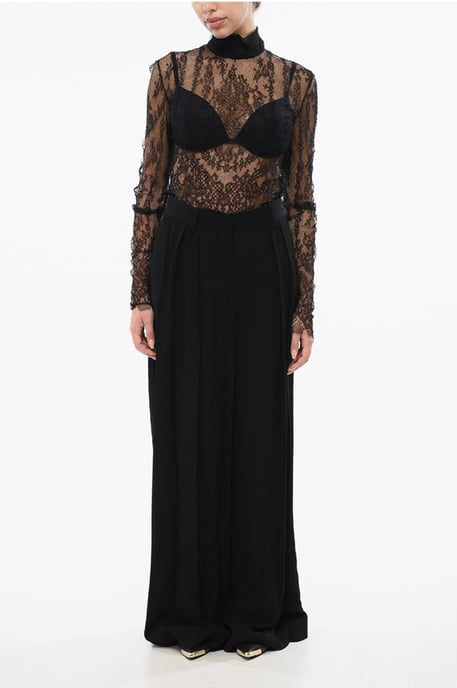 Double-pleated Viscose Crepe Pants in Black - Image 4