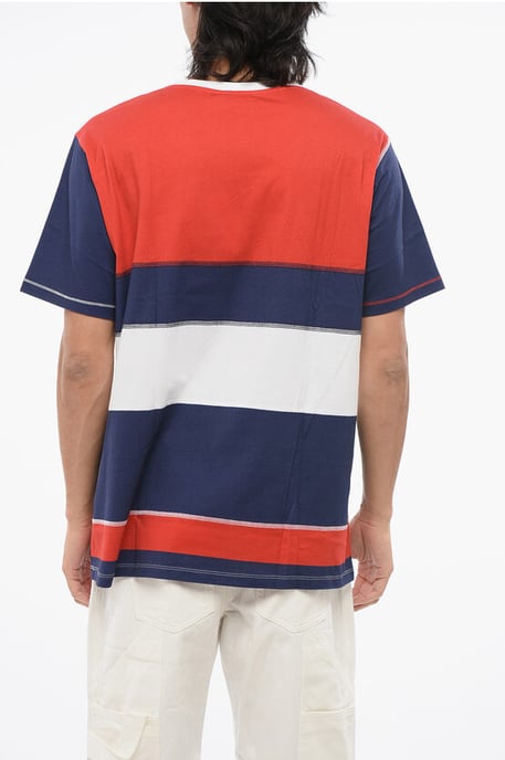 Color Block T-shirt met ronde hals en bedrukt logo in wit, blauw en rood - Image 2
