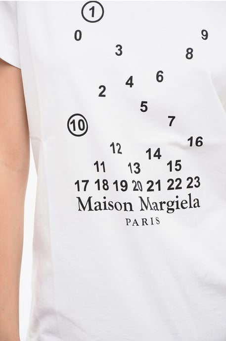 MM1 MM10 Cotton Crew-neck T-shirt with Contrasting Monogram in Black & White - Image 3