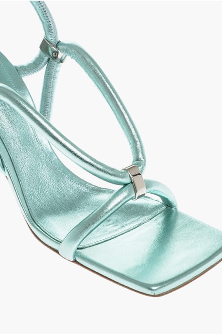 Lädersandaler Metallic Look 9 cm i Ljusblått - Image 4