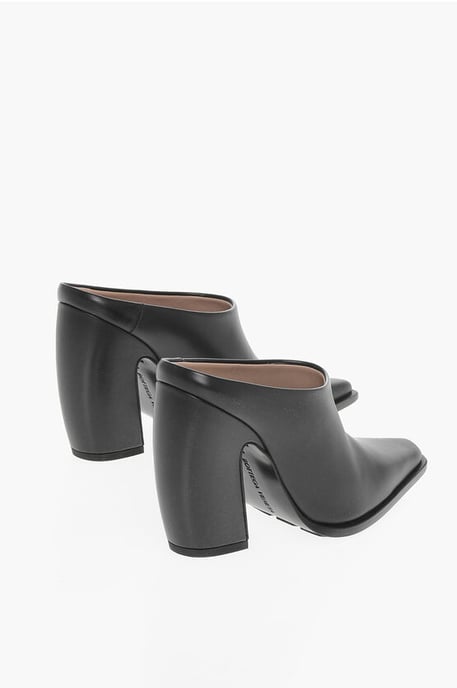 Leather TEX Mules with Covered Heel 10cm in Black - Image 2