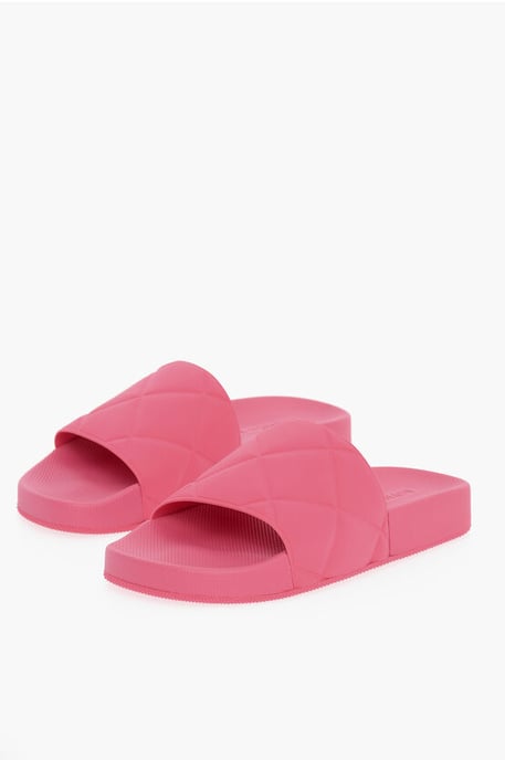 Matt rubber Sliders with Intreccio Motif in Pink - Image 1