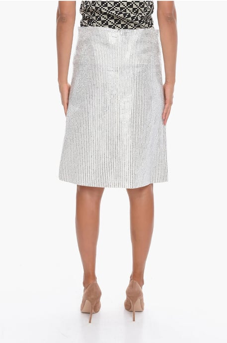 A-Line Skirt with Rhinestones All-over in White - Image 2