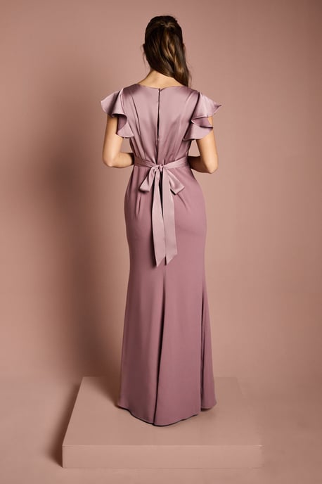 Coast Honoured V Neck Angel Short Sleeve Satin Maxi Bridesmaid Dress - Image 3