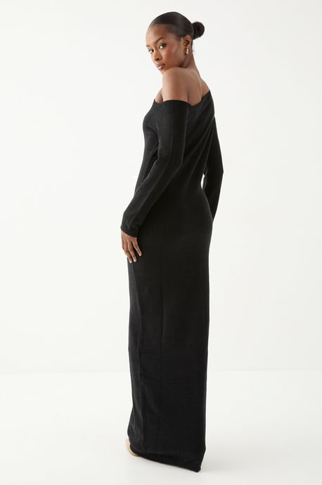 Knitted Asymmetric Neckline Midaxi Dress - Image 4