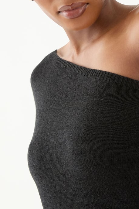 Knitted Asymmetric Neckline Midaxi Dress - Image 5
