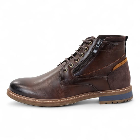 Bruine enkellaarsjes met vetersluiting voor heren - Image 1