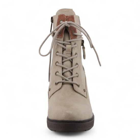 Mustang dames enkellaarsjes met hoge hak in off-white - Image 4