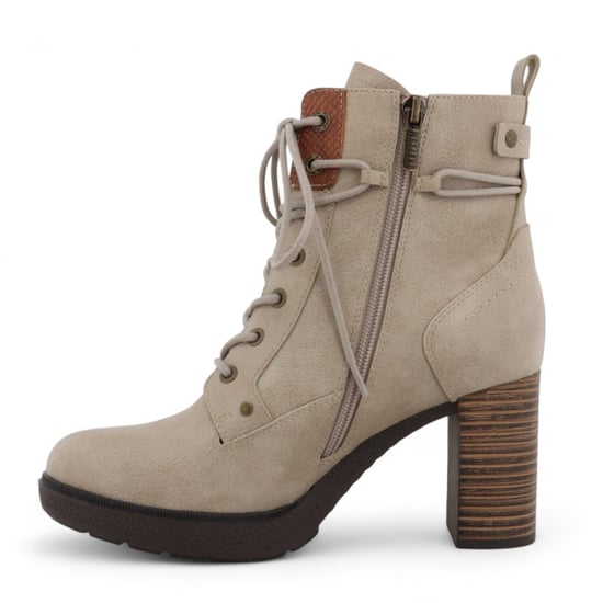 Mustang dames enkellaarsjes met hoge hak in off-white - Image 5