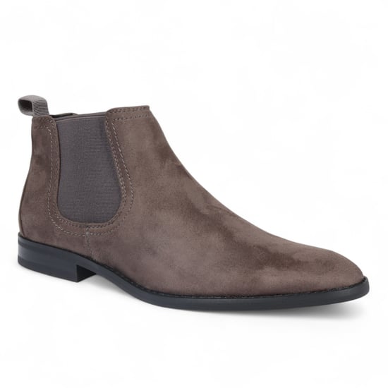 Men's Grey Suede Chelsea Boots Real Leather Lined Slip-On - Image 3