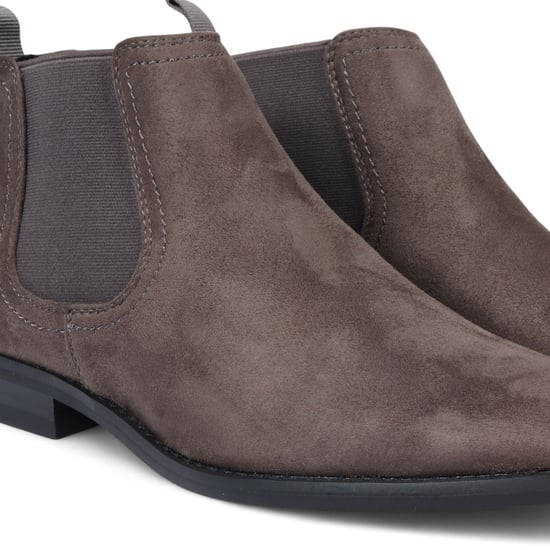Men's Grey Suede Chelsea Boots Real Leather Lined Slip-On - Image 4