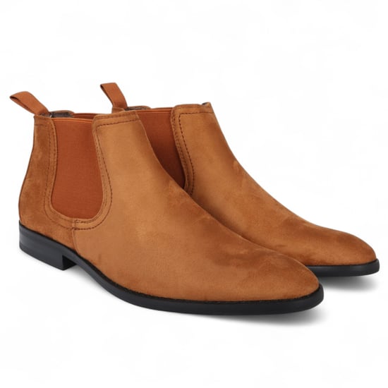 Men's Tan Suede Chelsea Boots Real Leather Lined Slip-On - Image 2
