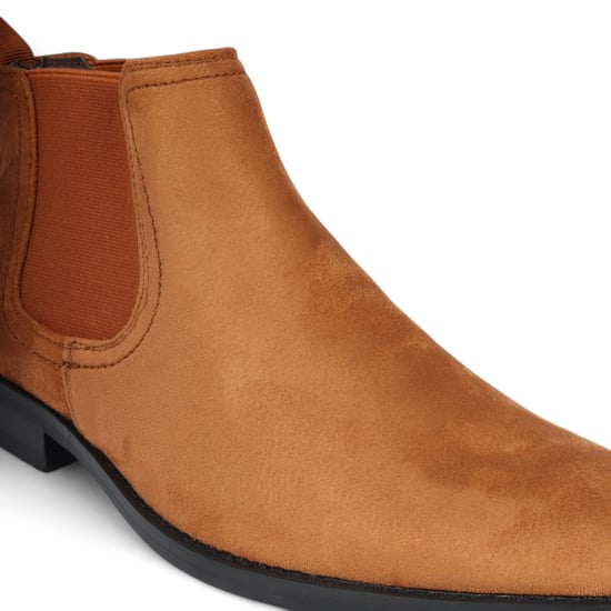 Men's Tan Suede Chelsea Boots Real Leather Lined Slip-On - Image 4