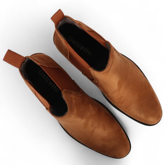 Men's Tan Suede Chelsea Boots Real Leather Lined Slip-On - Image 5