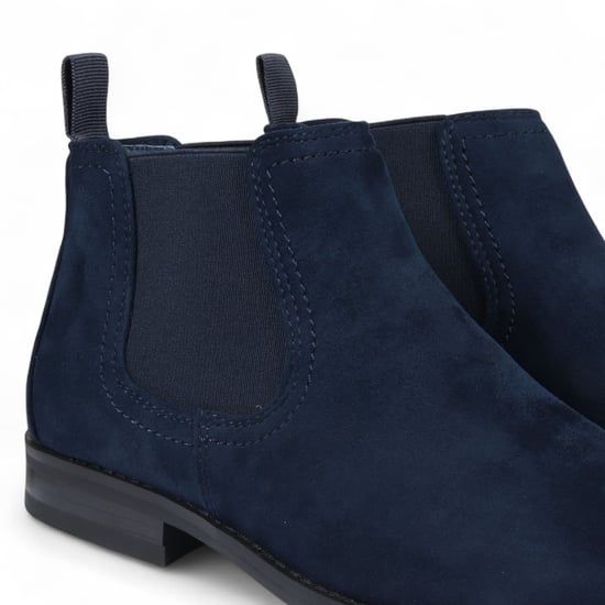 Men's Navy Suede Chelsea Boots Real Leather Lined Slip-On - Image 4