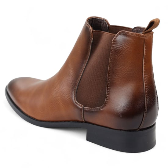 Men's Tan Chelsea Slip-On Office Ankle Boots - Image 4