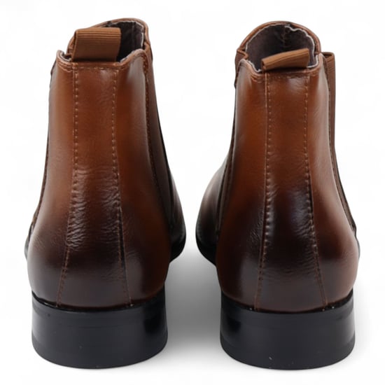 Men's Tan Chelsea Slip-On Office Ankle Boots - Image 5
