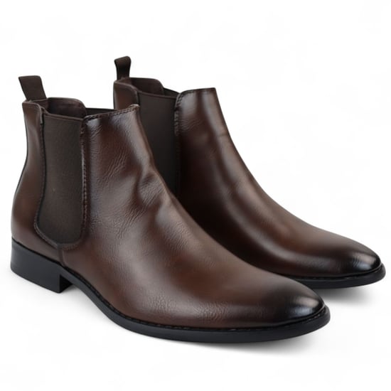 Bruna Chelsea slip-on ankelstövlar för män för kontoret - Image 3