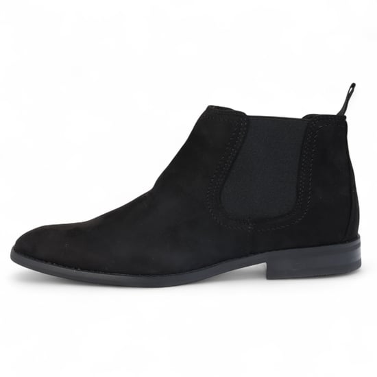 Men's Black Suede Chelsea Boots Real Leather Lined Slip-On - Image 1