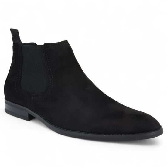 Men's Black Suede Chelsea Boots Real Leather Lined Slip-On - Image 3