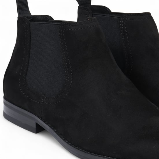 Men's Black Suede Chelsea Boots Real Leather Lined Slip-On - Image 4
