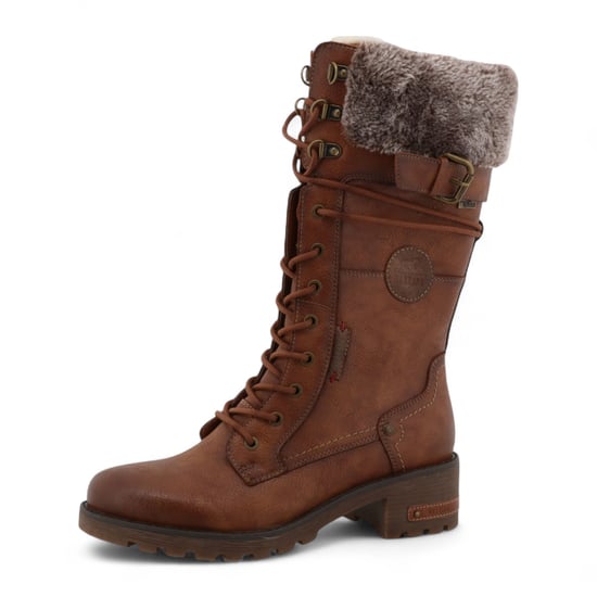 Mustang dames bruine halfhoge imitatiebont winter gevechtslaarzen - Image 3