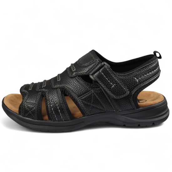Men's Black Lightweight Open Toe Casual Sandals - Image 1