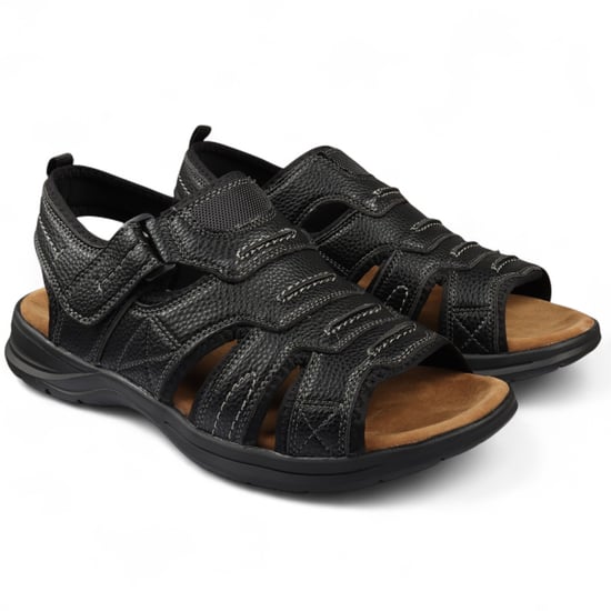Men's Black Lightweight Open Toe Casual Sandals - Image 2
