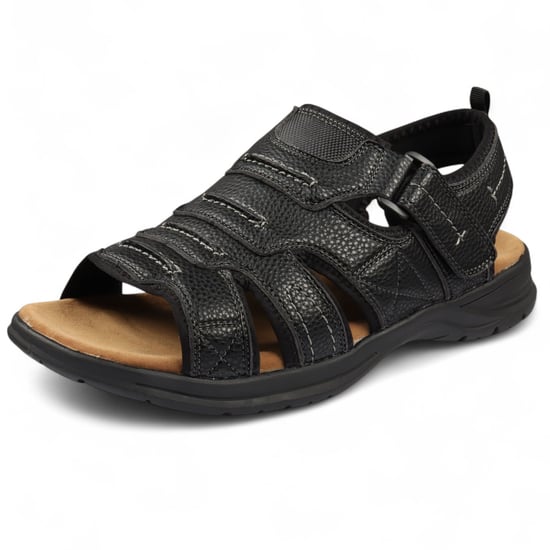 Men's Black Lightweight Open Toe Casual Sandals - Image 3