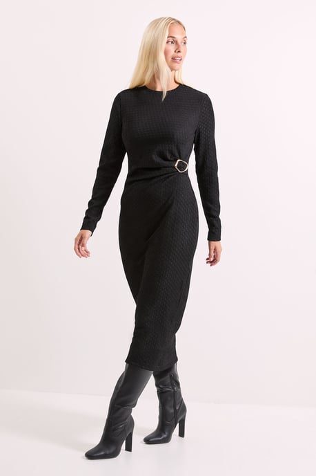 Buckle Twist Front Crinkle Jersey Midi Dress - Image 1