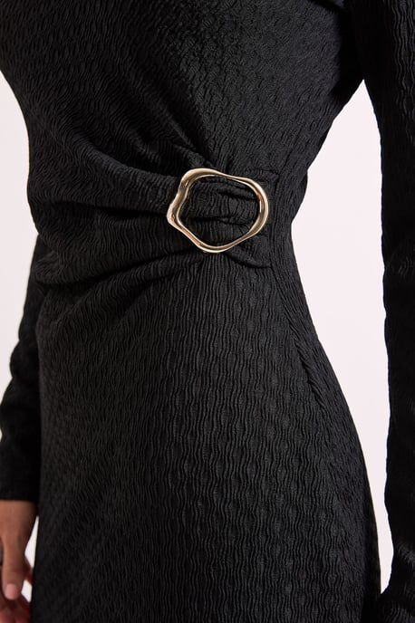 Buckle Twist Front Crinkle Jersey Midi Dress - Image 5