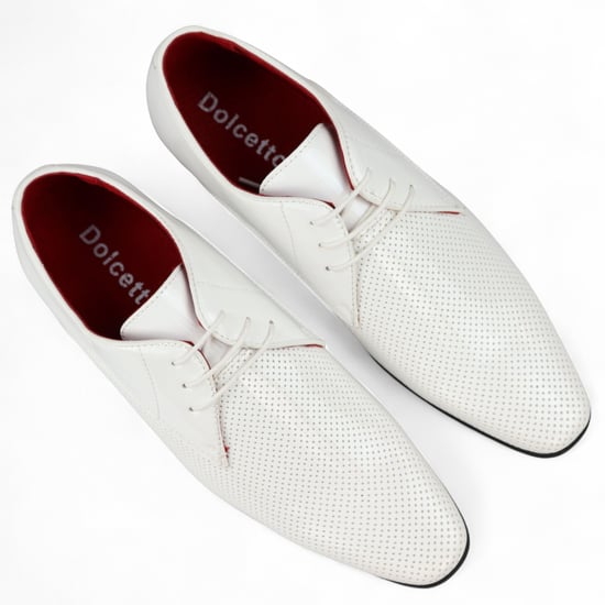 Witte puntige veterschoenen voor heren met geperforeerde neus - Image 4