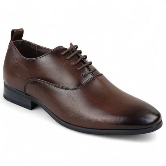 Men’s Brown Classic Lace Up Oxford Derby Shoes - Image 2