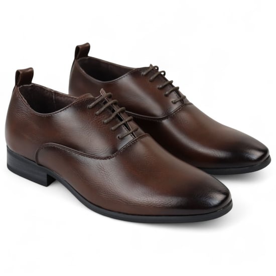 Men’s Brown Classic Lace Up Oxford Derby Shoes - Image 3