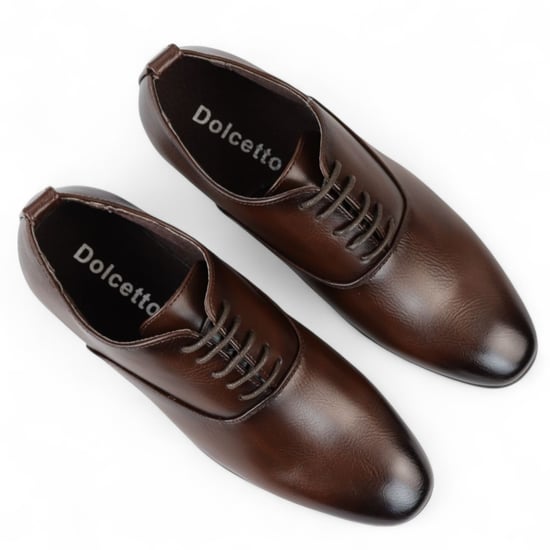 Men’s Brown Classic Lace Up Oxford Derby Shoes - Image 4