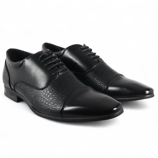 Men's Black Classic Lace-Up Brogue Formal Shoes - Image 3