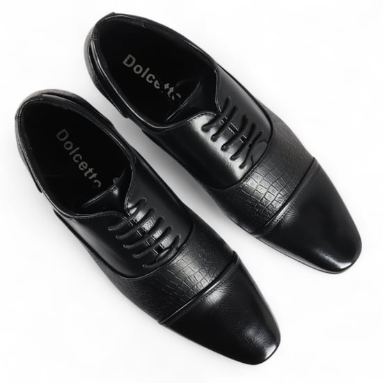 Men's Black Classic Lace-Up Brogue Formal Shoes - Image 4