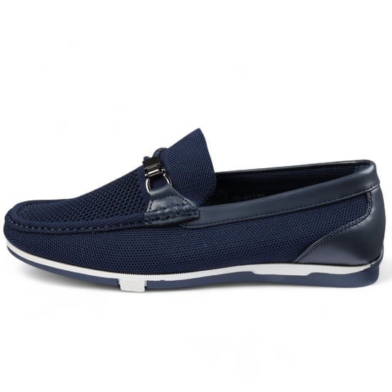 Men's Navy Lightweight Mesh Slip-On Breathable Loafers - Image 1