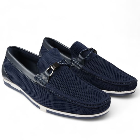 Men's Navy Lightweight Mesh Slip-On Breathable Loafers - Image 2