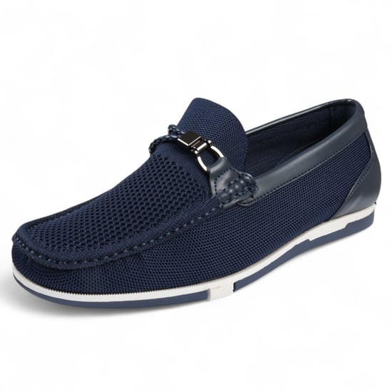 Men's Navy Lightweight Mesh Slip-On Breathable Loafers - Image 3