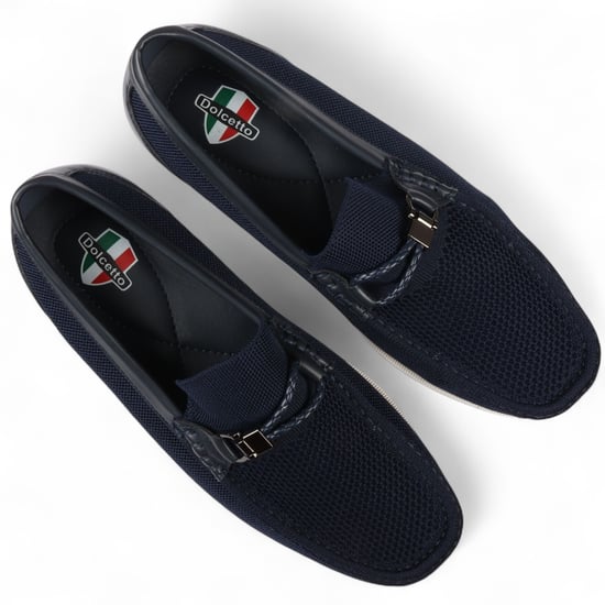 Men's Navy Lightweight Mesh Slip-On Breathable Loafers - Image 5