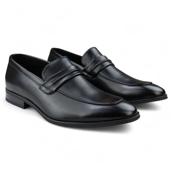 Svarta slip-on loafers med läderfoder för män - Image 2